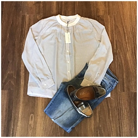 LAST ONE❗Current Air Anthro Chic Pinstripes Top - Picture 2 of 8